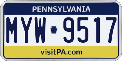 PA license plate MYW9517