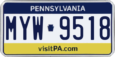 PA license plate MYW9518