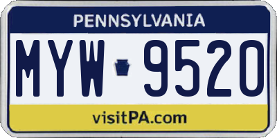 PA license plate MYW9520