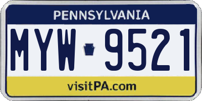 PA license plate MYW9521