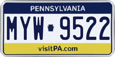 PA license plate MYW9522