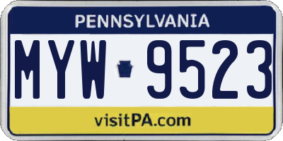 PA license plate MYW9523