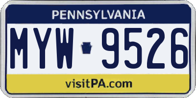 PA license plate MYW9526