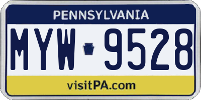 PA license plate MYW9528