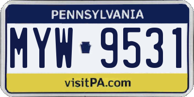 PA license plate MYW9531