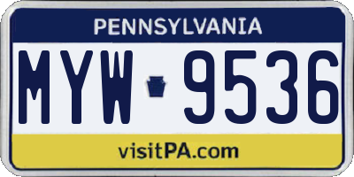 PA license plate MYW9536