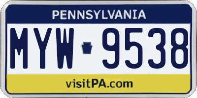 PA license plate MYW9538