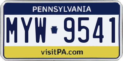 PA license plate MYW9541