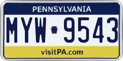 PA license plate MYW9543