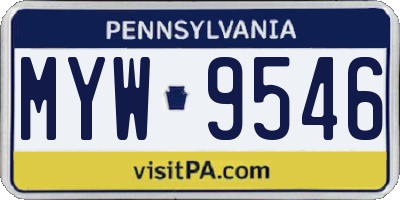 PA license plate MYW9546