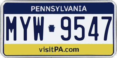 PA license plate MYW9547
