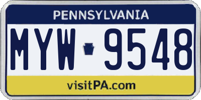 PA license plate MYW9548
