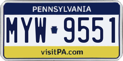 PA license plate MYW9551