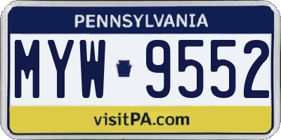 PA license plate MYW9552