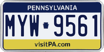 PA license plate MYW9561