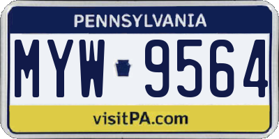 PA license plate MYW9564