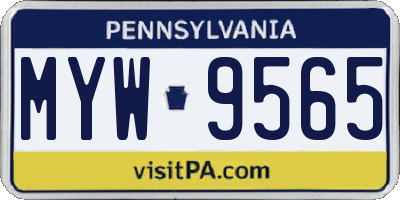 PA license plate MYW9565