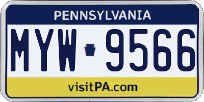 PA license plate MYW9566