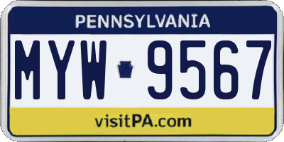 PA license plate MYW9567