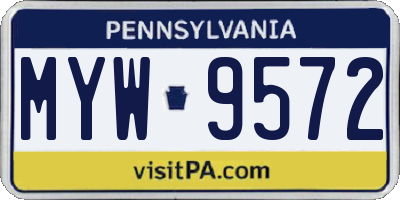 PA license plate MYW9572