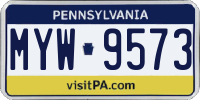 PA license plate MYW9573