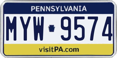 PA license plate MYW9574