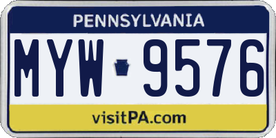 PA license plate MYW9576