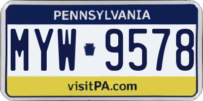 PA license plate MYW9578