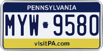 PA license plate MYW9580