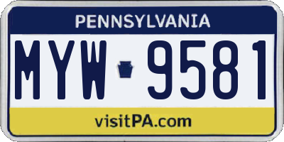 PA license plate MYW9581