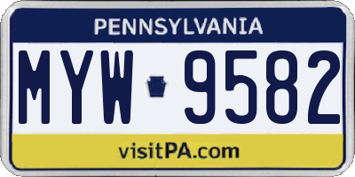 PA license plate MYW9582