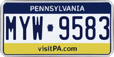 PA license plate MYW9583