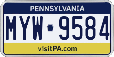 PA license plate MYW9584
