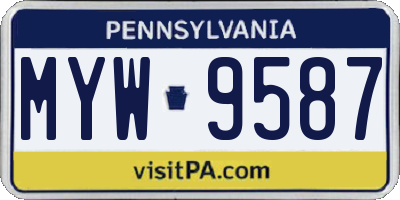 PA license plate MYW9587