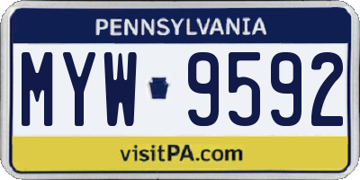 PA license plate MYW9592