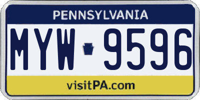 PA license plate MYW9596