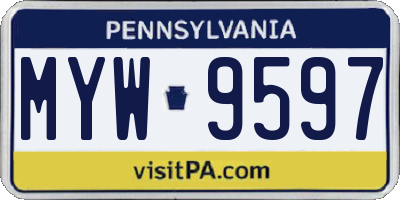 PA license plate MYW9597