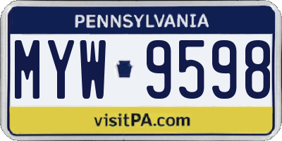 PA license plate MYW9598