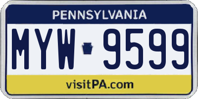PA license plate MYW9599