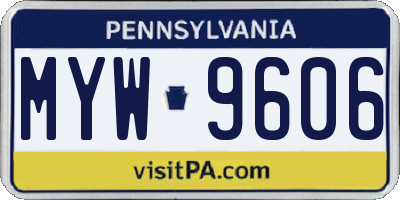 PA license plate MYW9606
