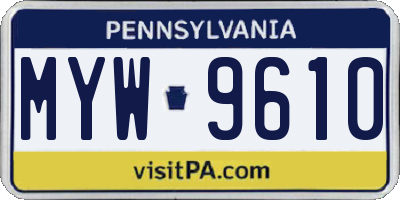PA license plate MYW9610