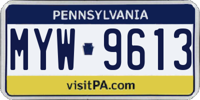 PA license plate MYW9613