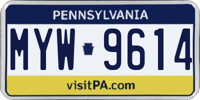 PA license plate MYW9614