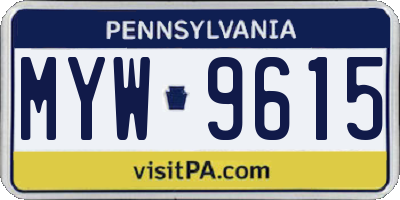 PA license plate MYW9615
