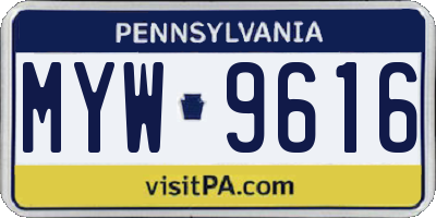PA license plate MYW9616