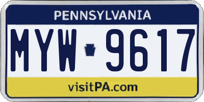 PA license plate MYW9617
