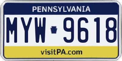 PA license plate MYW9618