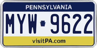 PA license plate MYW9622