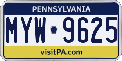 PA license plate MYW9625