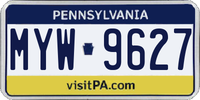 PA license plate MYW9627